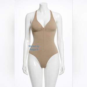 ❤SKIMS Seamless Sculpt Brief Zip Front Bodysuit Shaper Shapewear Nude DESERT M
